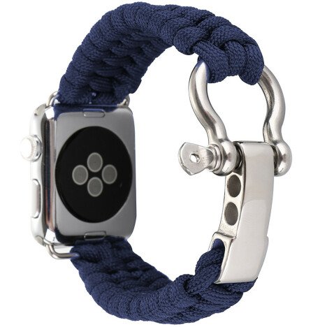 Curea iUni compatibila cu Apple Watch 1/2/3/4/5/6/7, 40mm, Elastic Paracord, Rugged Nylon Rope, Midn